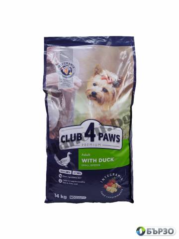 Суха храна за малки породи кучета Club 4 Paws Premium Adult Dog Mini Breeds, Патица, 14 кг