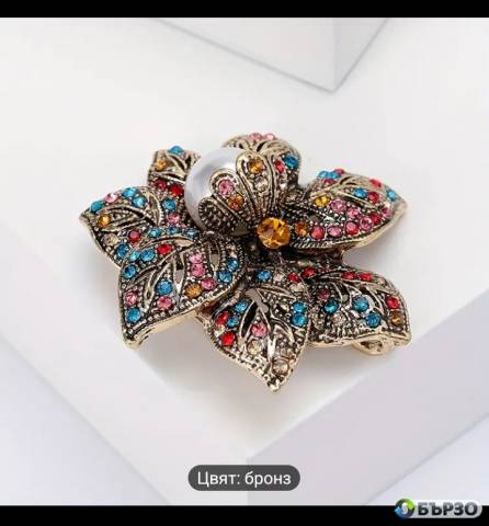 Broshka Roza perla i kristali