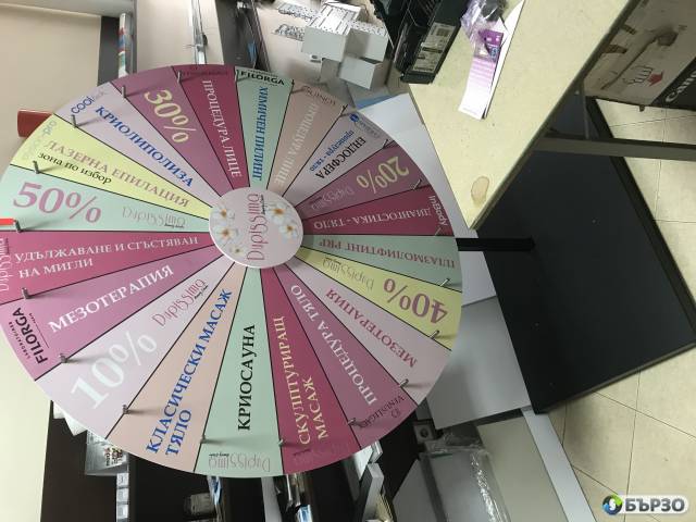 Интериорна реклама, Фототапети, Стелажи и Колело на късмета София